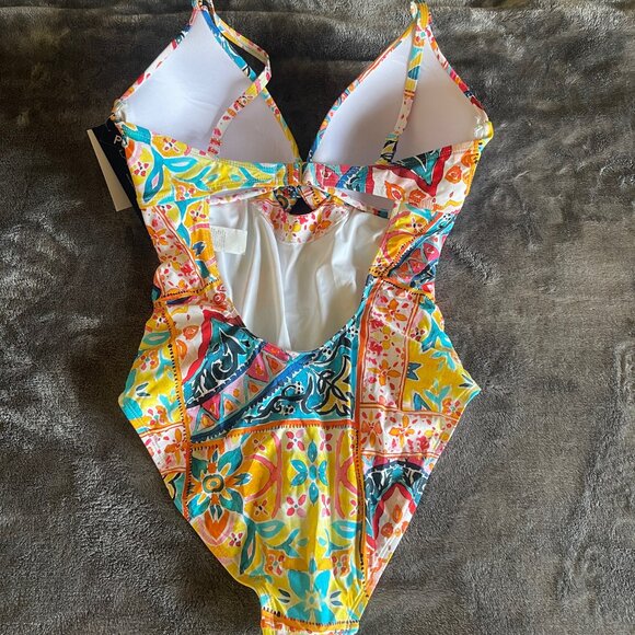 NWT La Blanca Soleil Twist Keyhole Push-Up One Piece Size 10 - Picture 2 of 4